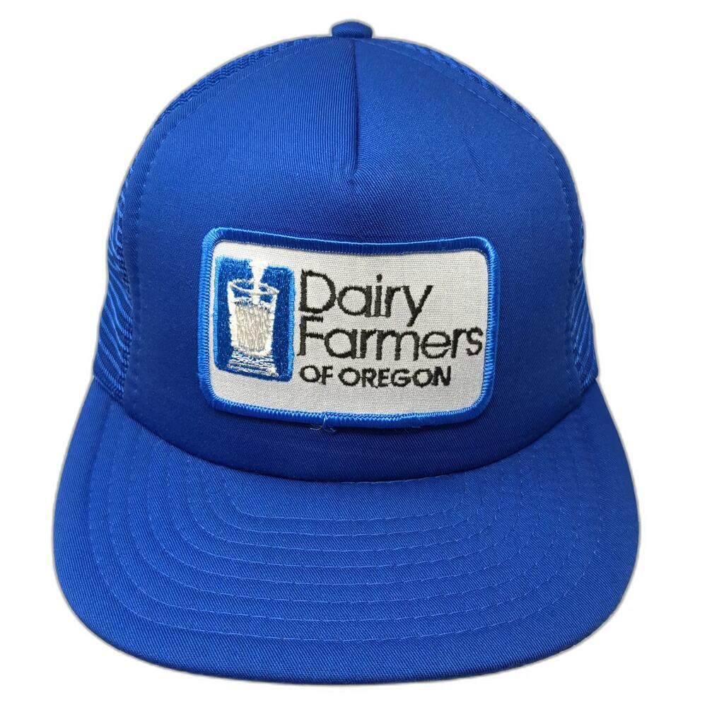 Designer Award Trucker Hat Blue One Size Dairy Farmers Oregon Patch Foam Mesh